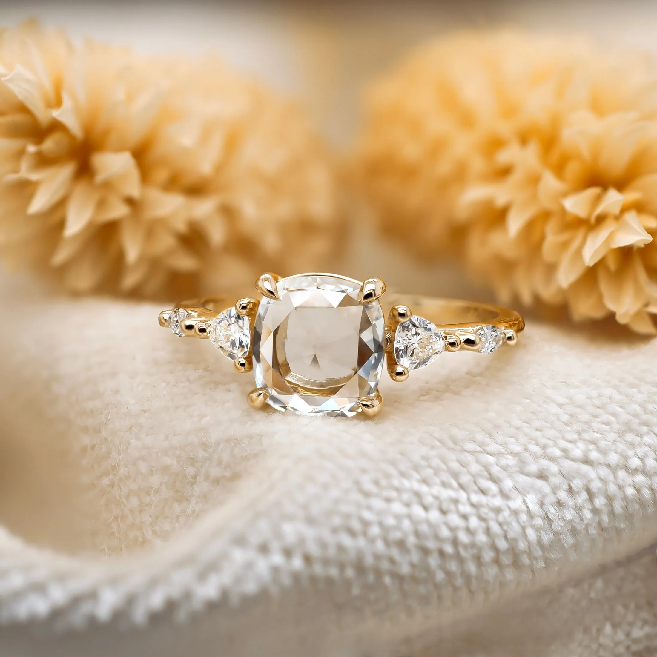 The 'Evelyn' Ring w/ 1.57ct Rose Cut Cushion Lab Grown Diamond