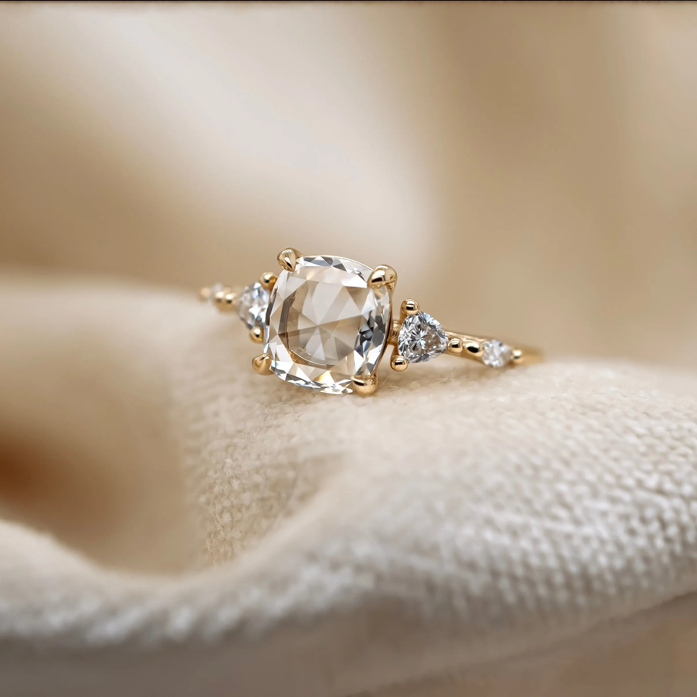 The 'Evelyn' Ring w/ 1.57ct Rose Cut Cushion Lab Grown Diamond