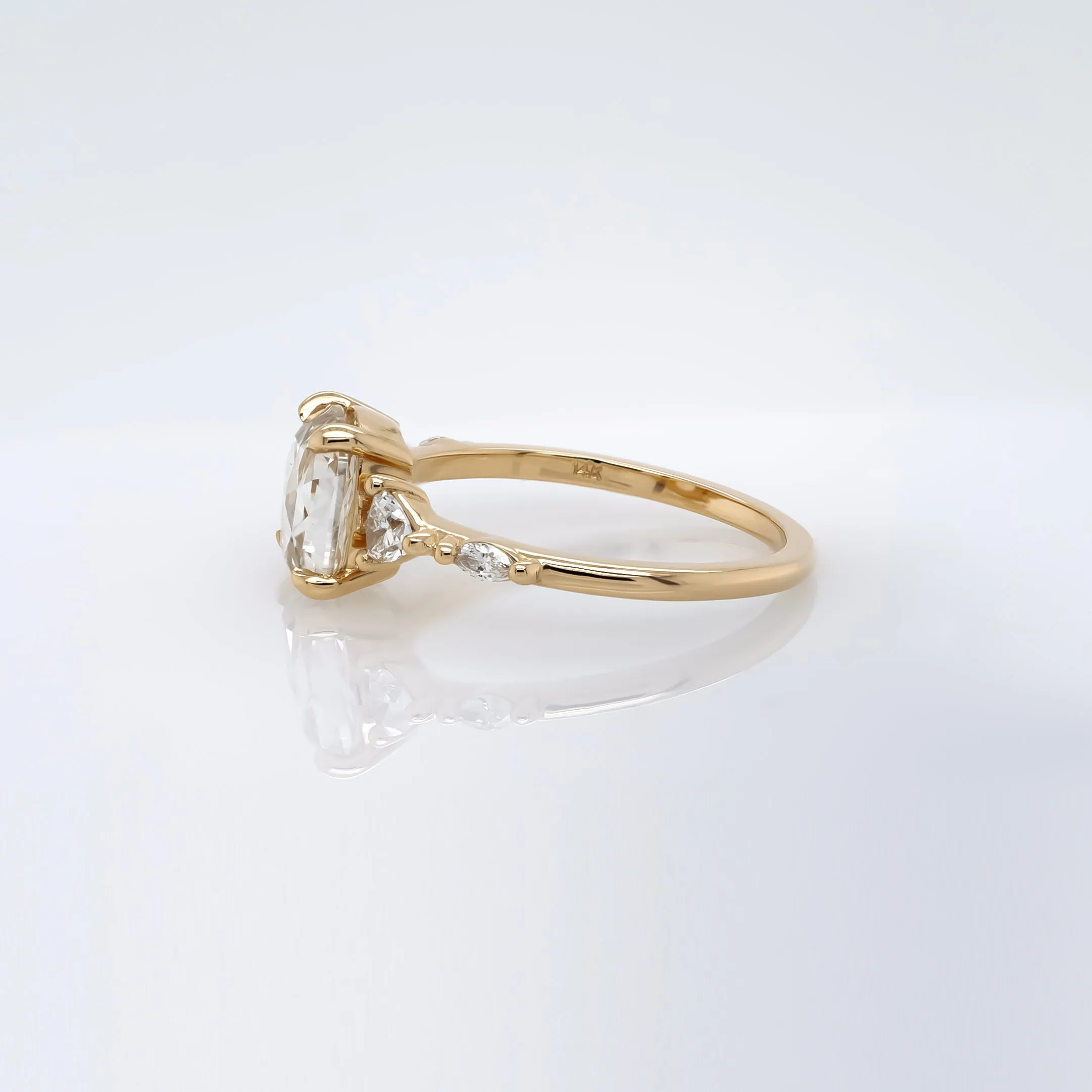 The 'Evelyn' Ring w/ 1.57ct Rose Cut Cushion Lab Grown Diamond