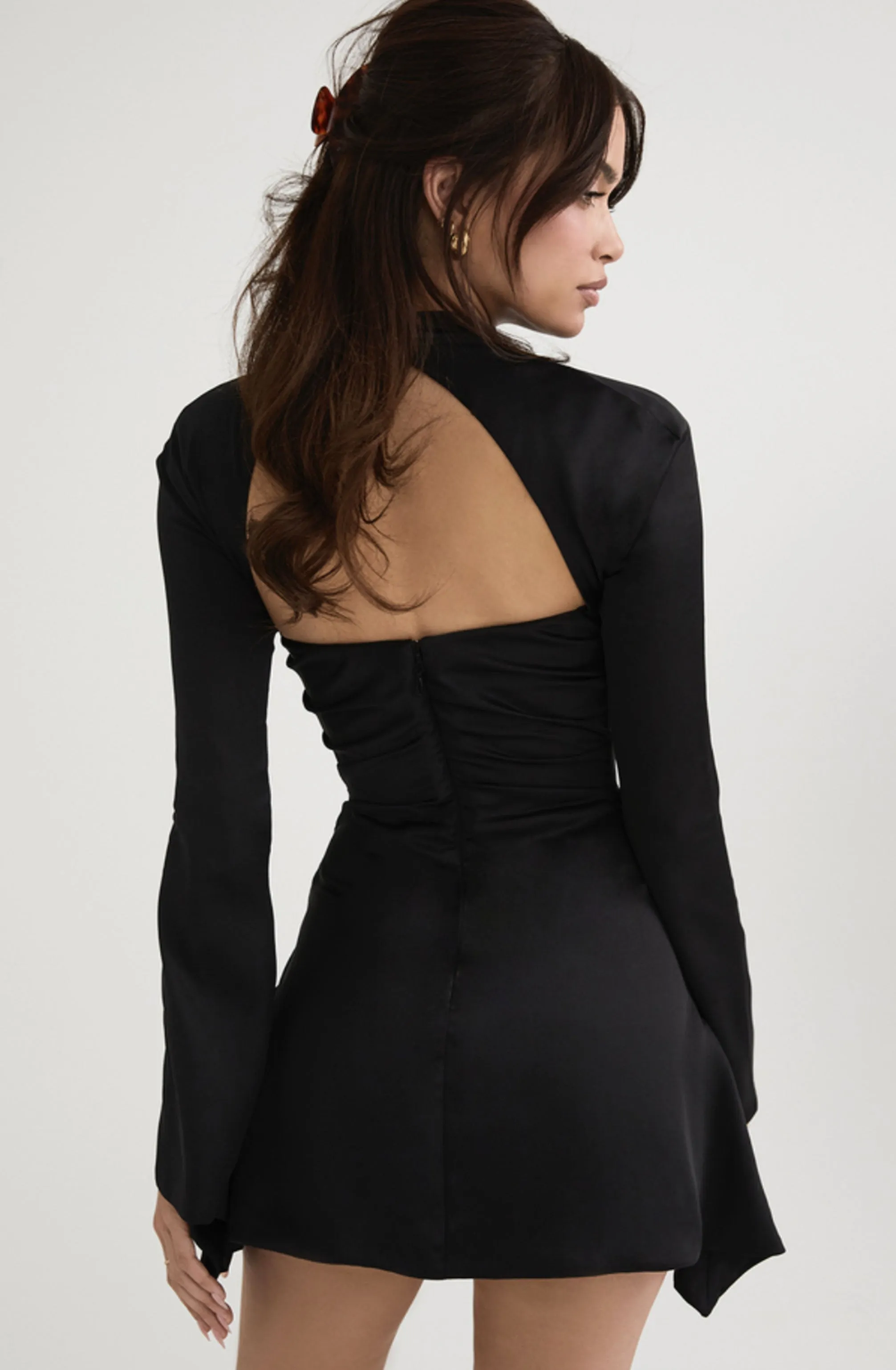 Toira Black Draped Corset Dress by House of CB