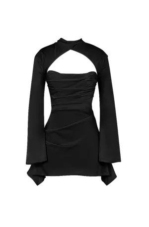 Toira Black Draped Corset Dress by House of CB