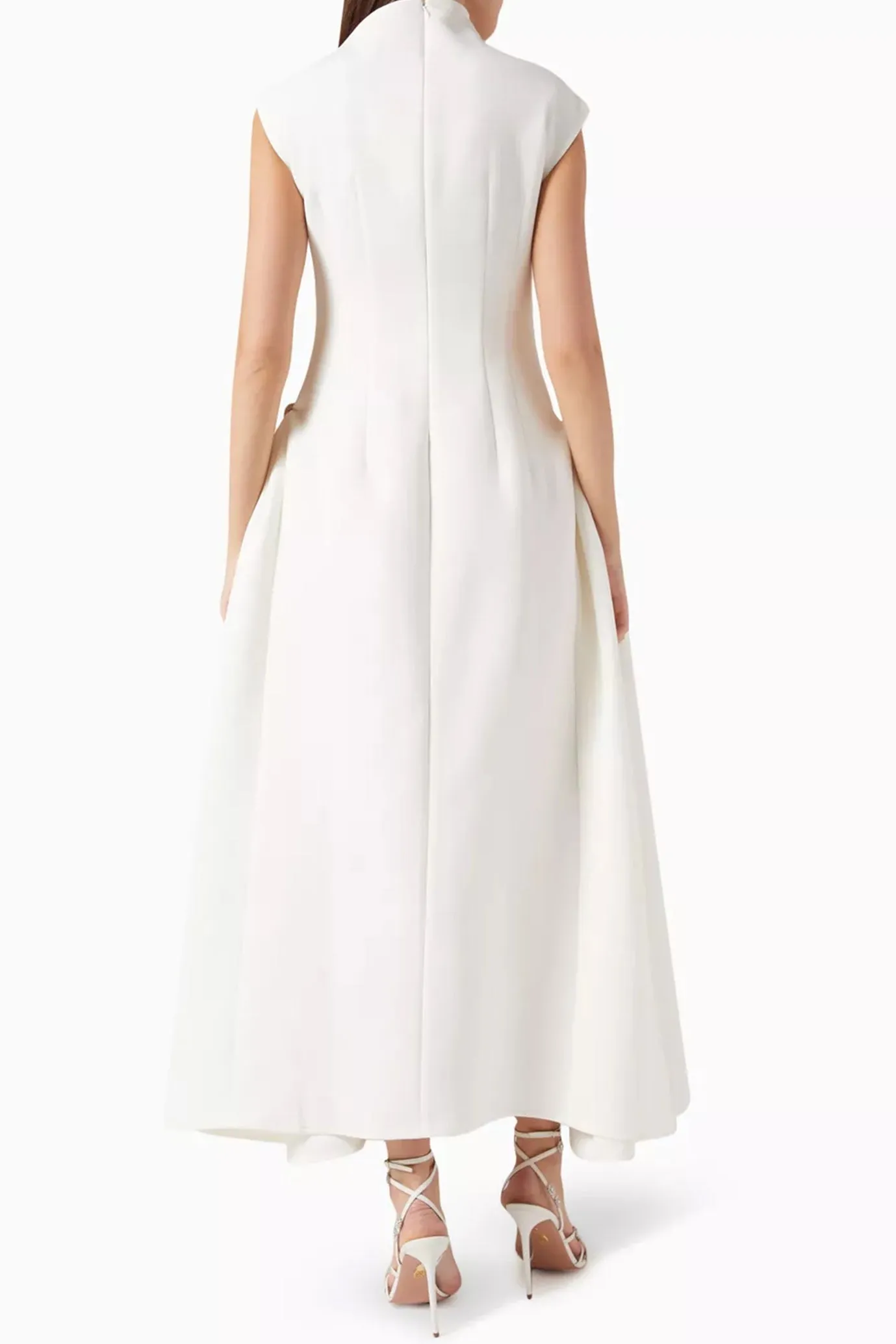 Tulipa Midi Dress in Twill Suiting White by CHATS by C.DAM