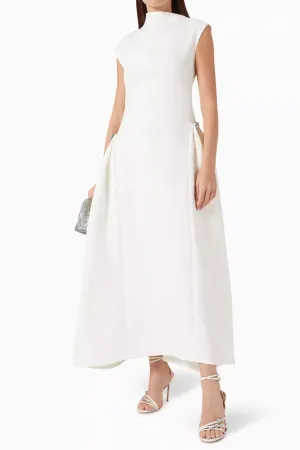 Tulipa Midi Dress in Twill Suiting White by CHATS by C.DAM