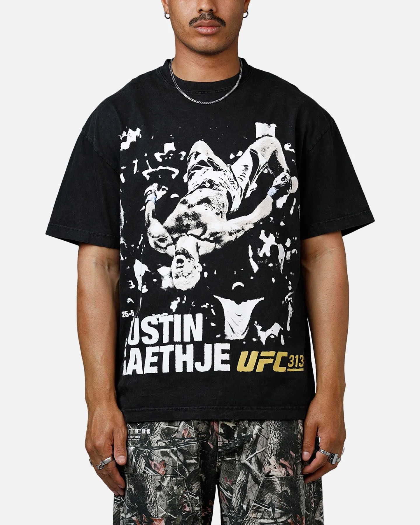 UFC By Culture Kings Justin Gaethje 313 T-Shirt Black Acidwash