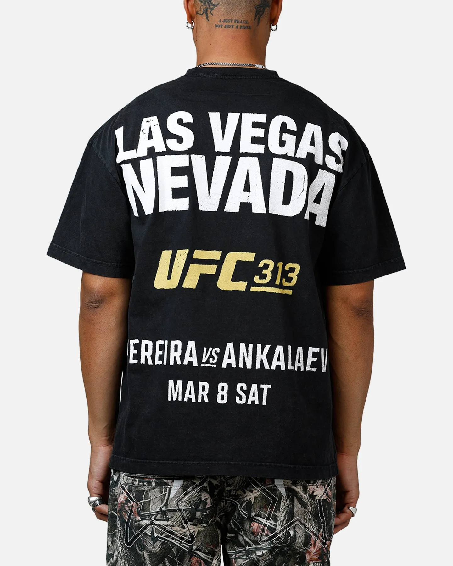 UFC By Culture Kings Justin Gaethje 313 T-Shirt Black Acidwash