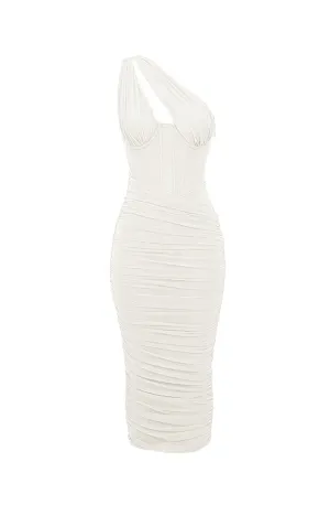 Valentina Ivory Asymmetric Cutout Midi by House of CB