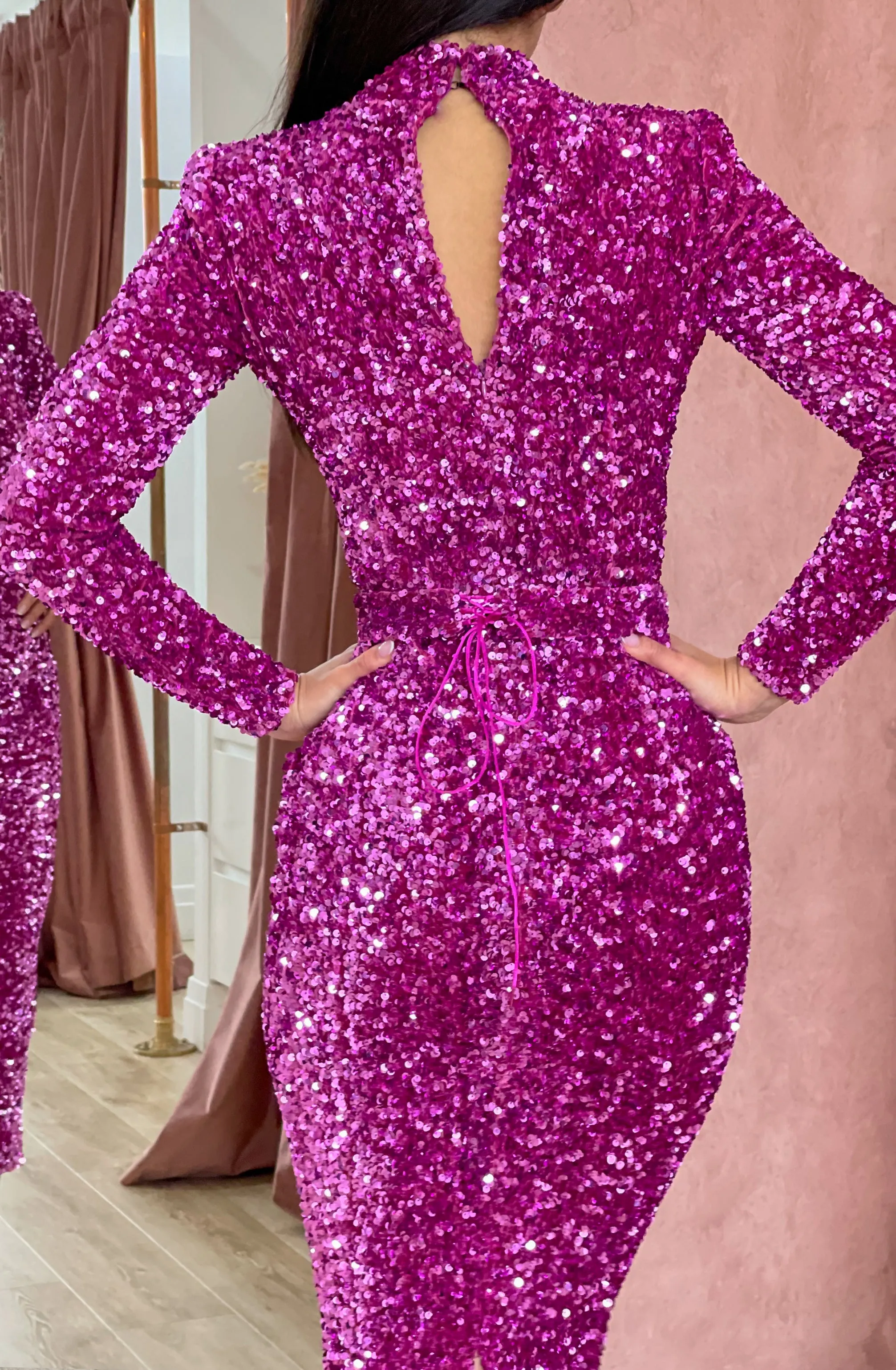 Vixen Sequin Midi Magenta by HSH