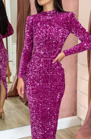 Vixen Sequin Midi Magenta by HSH