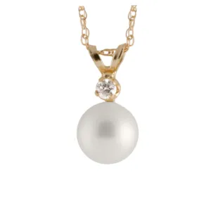 White Chinese Akoya Pearl and Diamond Necklace