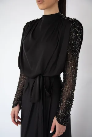 Yasmine Beaded Gown Black by HSH