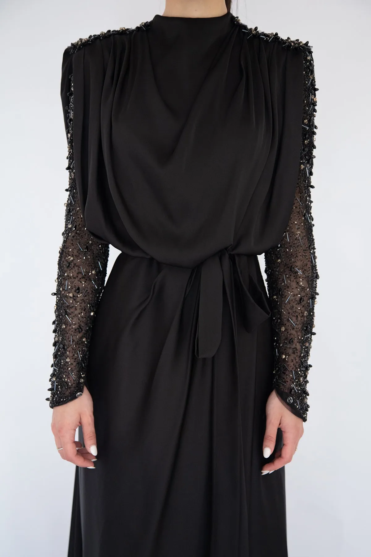 Yasmine Beaded Gown Black by HSH