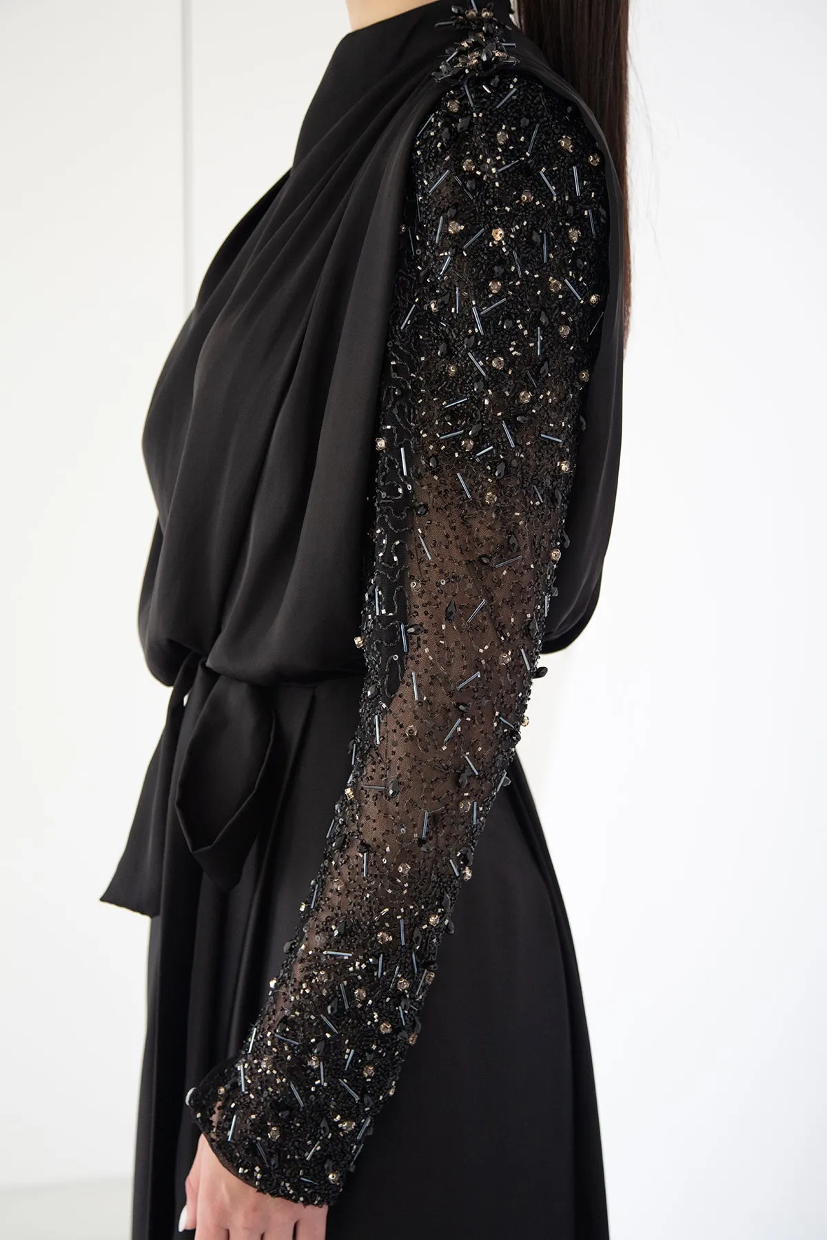 Yasmine Beaded Gown Black by HSH