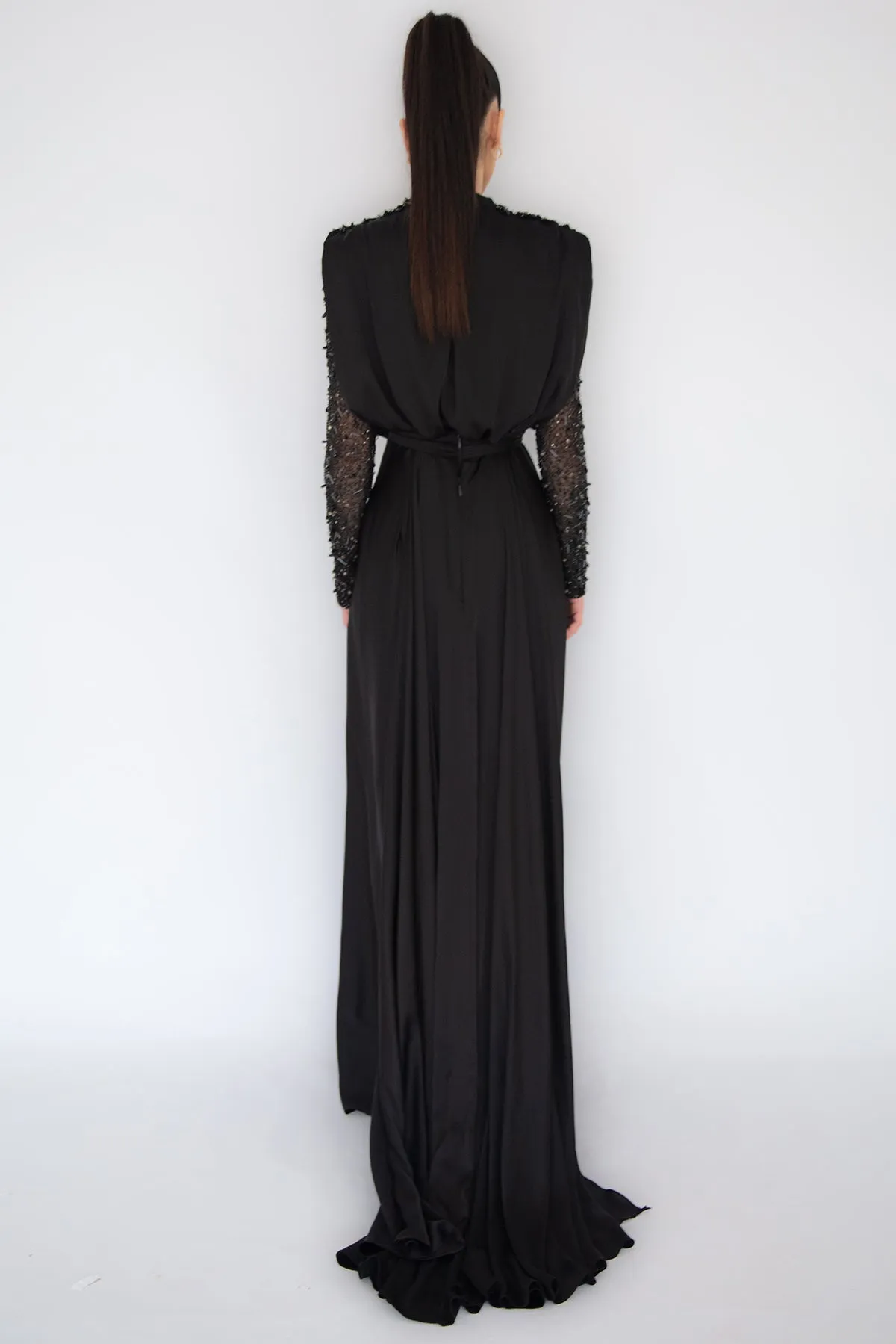 Yasmine Beaded Gown Black by HSH