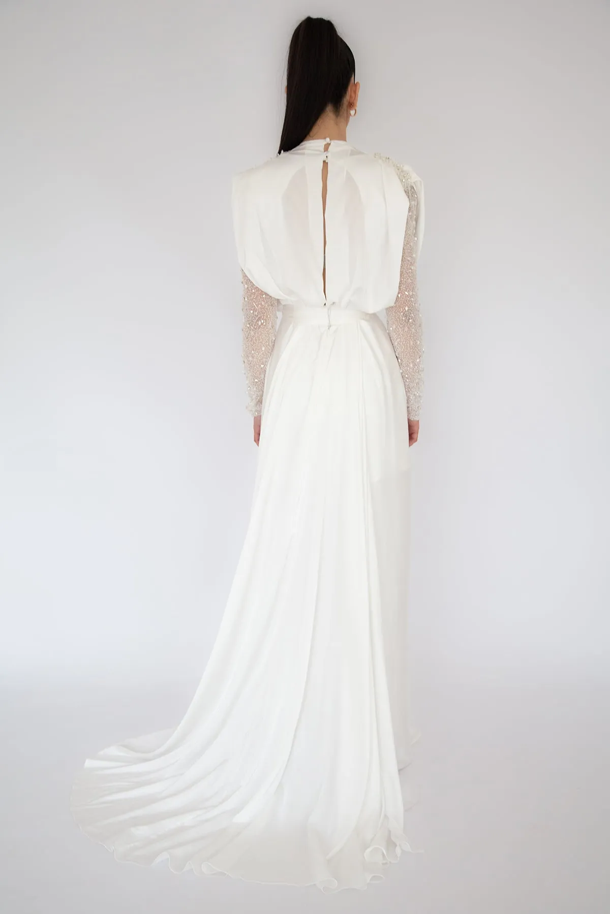 Yasmine Beaded Gown White by HSH