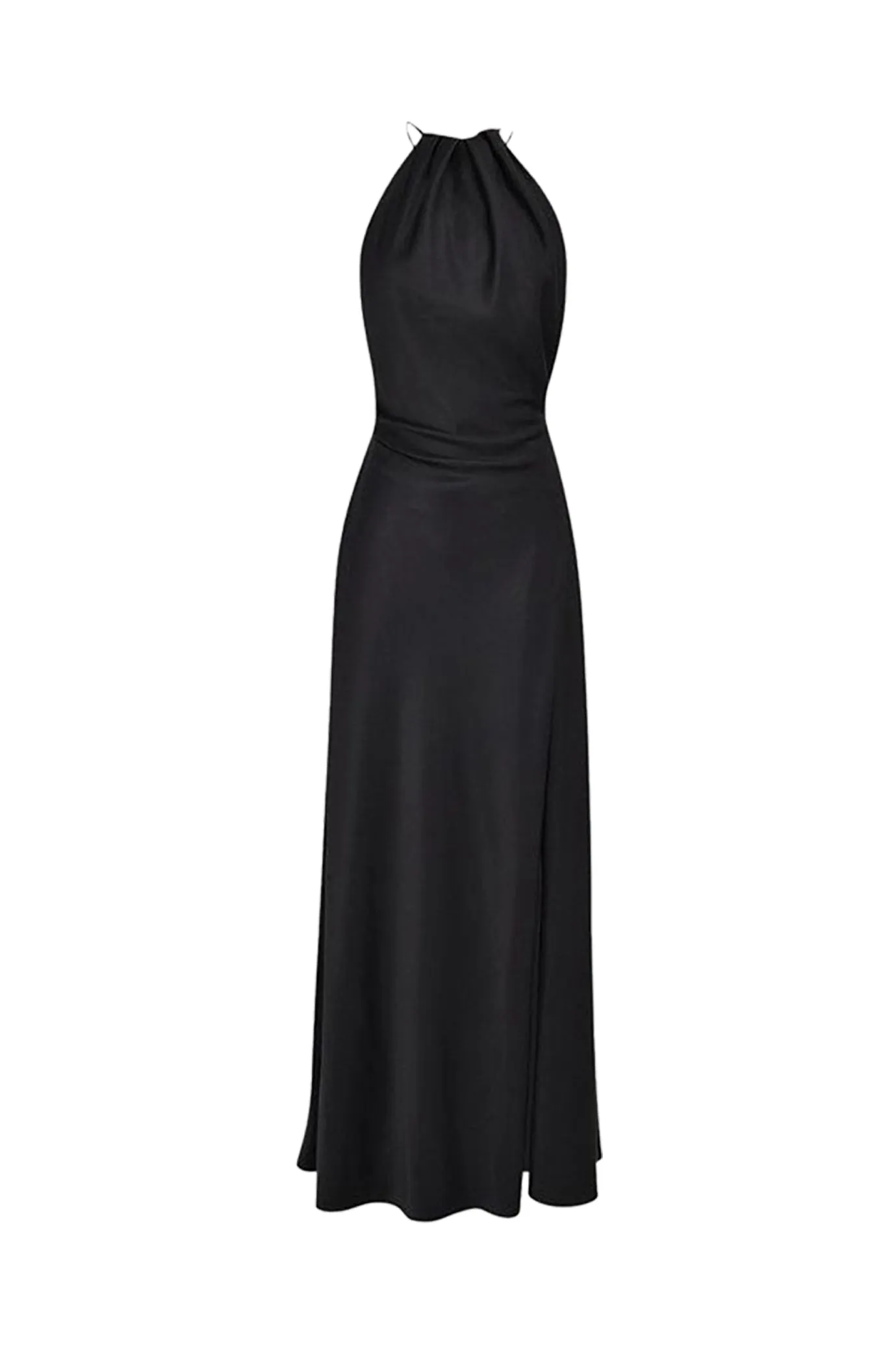 Zanab Black Thigh Slit Maxi Dress by House of CB