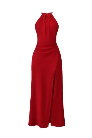 Zanab Red Rose Thigh Slit Maxi Dress by House of CB