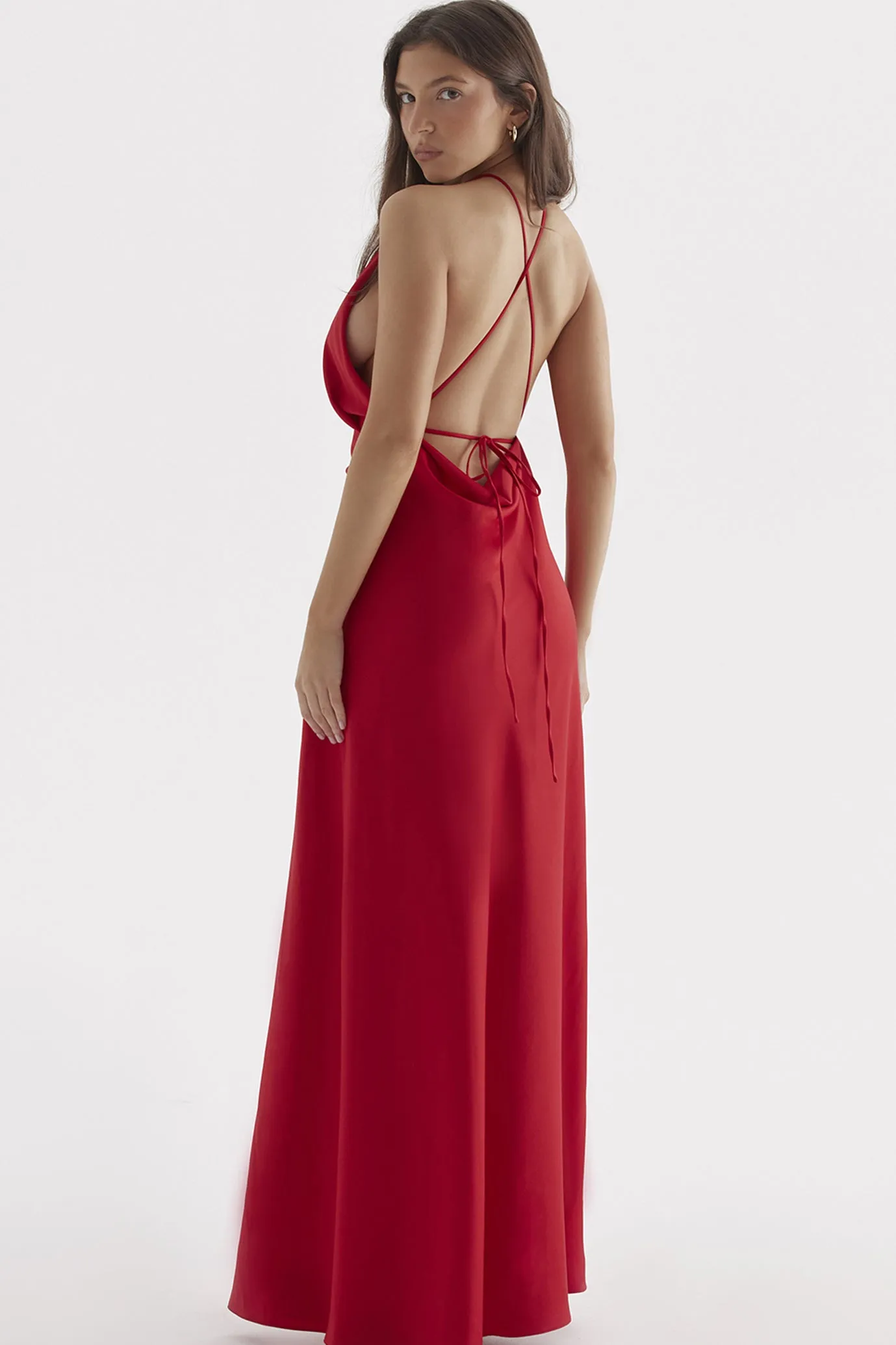 Zanab Red Rose Thigh Slit Maxi Dress by House of CB